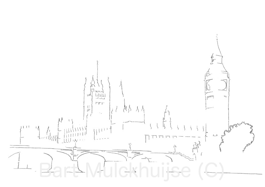 tekening-westminster-palace-big-ben-londen